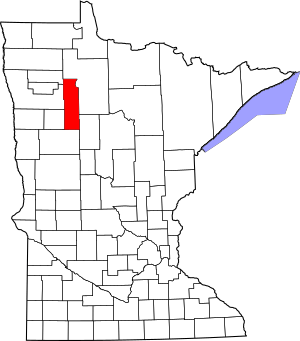 Map of Minnesota highlighting Clearwater County