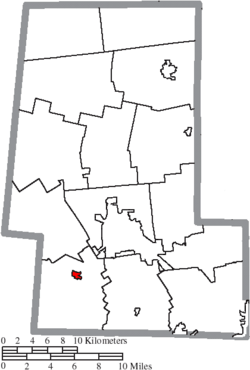 Location of Milford Center in Union County