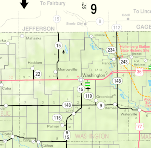 KDOT map of Washington County (legend)