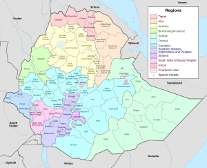 Map of zones of Ethiopia