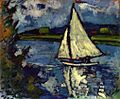 Maurice de Vlaminck, 1907, Le bassin à Chatou (White Sailboat at Chatou), oil on canvas, 60.2 x 73.7 cm, private collection
