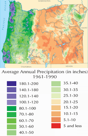 Oregon Average Annual Precipitation (1961-1990) Map