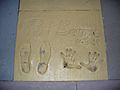 Pat Boone's handprints, footprints, and signature in cement
