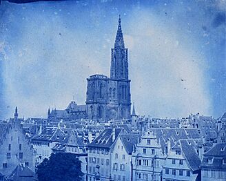 Strasbourg, vue d'ensemble avec la cathédrale, vers 1850