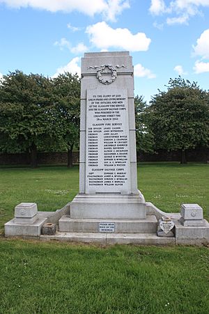 The memorial to those killed in the Cheapside Street Fire, Glasgow Necropolis