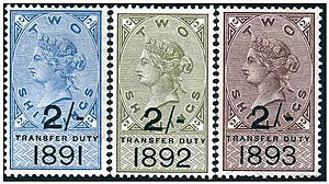 Transfer Duty stamps 1891-92-93