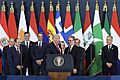 US President Donald Trump speaks at the 2025 Sharm El-Sheikh Peace Summit 02