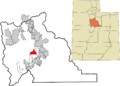 Utah County Utah incorporated and unincorporated areas Lake Shore highlighted