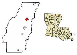 Location of Oak Grove in West Carroll Parish, Louisiana.