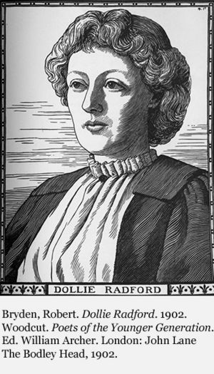 Woodcut of Dollie Radford by Robert Bryden