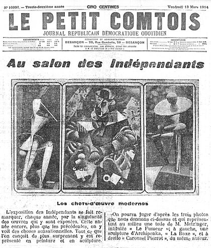 Alexander Archipenko, Jean Metzinger, Au Salon des Indépendants, Le Petit Comtois, 13 March 1914