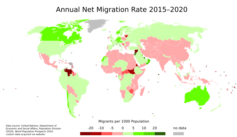 Annual Net Migration Rate 2015–2020