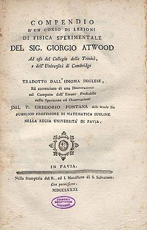 Atwood, George – Description of the experiments, intended to illustrate a course of lectures, on the principles of natural philosophy, 1781 – BEIC 586027