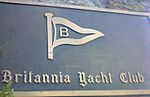 Britannia Yacht Club sign and burgee