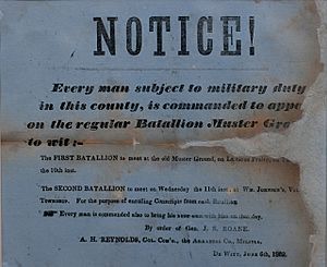 Broadside announcing Arkansas County Militia Muster, June 1862