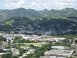 Cayey mountains, valley and hills with homes