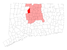 Canton's location within Hartford County and Connecticut