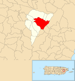 Location of Ceiba Norte within the municipality of Juncos shown in red