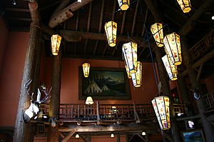 Ceiling Lanterns in the Lobby of Lake McDonald Lodge