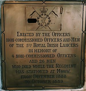 Christ Church Mhow Plaque 5th Royal Irish Lancers