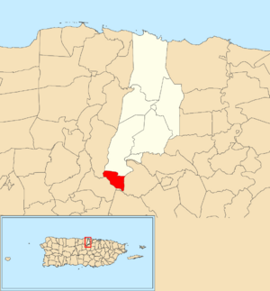 Location of Cienegueta within the municipality of Vega Alta shown in red