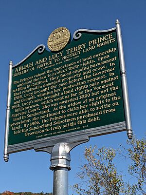 Commemorative plaque Abijah and Lucy Terry Prince Guilford Welcome Center Interstate 91 N MM 5.4 Guilford VT October 2024 02.jpg
