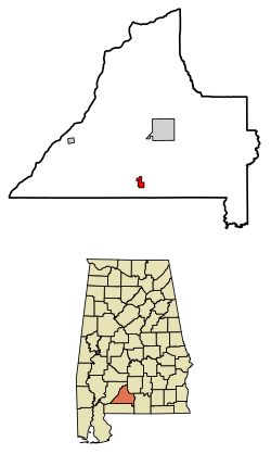 Location of Castleberry in Conecuh County, Alabama.