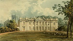 Engraving Sutton Scarsdale Hall circa 1820