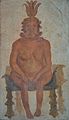 Fresco from the Temple of Isis in Pompeii depicting the Egyptian god Bes, protector of women and children, North wall of Sacrarium, Naples National Archaeological Museum (14399374958)