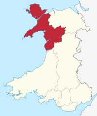 Gwynedd shown within Wales as a preserved county