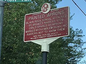 Historic marker on Neversink Drive re Indian raid 1779 re Painted Aprons