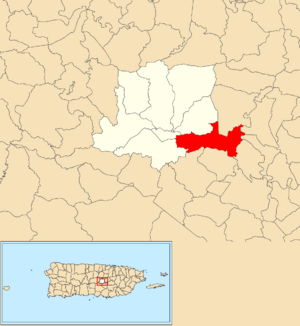 Location of Honduras within the municipality of Barranquitas shown in red