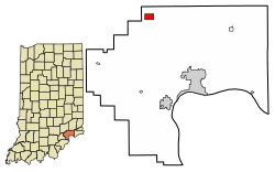 Location of Dupont in Jefferson County, Indiana.