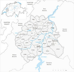Karte Gemeinden des Bezirks Saane 2007