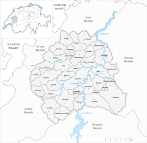 Karte Gemeinden des Bezirks Saane 2007