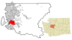Location of Kent in King County, Washington