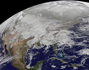 Late January 2011 winter storm blanketing the US, on January 31, 2011