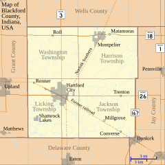 Millgrove, Indiana is located in Blackford County, Indiana
