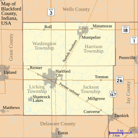 Map of Blackford County, Indiana