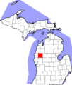 Map of Michigan highlighting Lake County