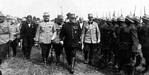 Marshal Joffre inspecting Romanian troops during WWI
