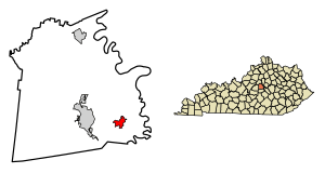 Location of Burgin in Mercer County, Kentucky.