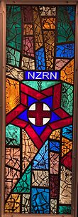 NZRN stained glass window, Wellington Hospital, New Zealand