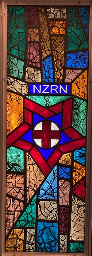 NZRN stained glass window, Wellington Hospital, New Zealand