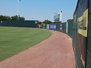 Outfield warning track from the right field line, Husky Field - Baseball