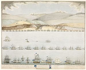 Plan and key. The Attack on Boulogne Oct 1804 RMG PZ6989 (cropped).jpg