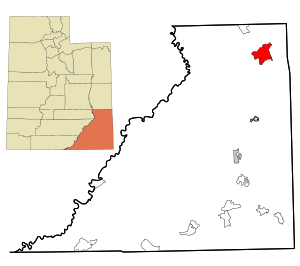 Location in San Juan County and the state of Utah.