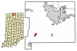 Location of North Liberty in St. Joseph County, Indiana.