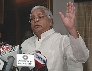 The Union Minister for Railways, Shri Lalu Prasad making an appeal to the Nation for liberal contribution of relief materials for the Bihar flood-affected victims, in New Delhi on September 03, 2008