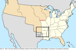 Map of the change to the United States in central North America on May 21, 1840